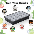 Silicone Ice Cube Tray 3 Pack - Easy Release ice cube tray with lid, BPA Free Ice Cubes Trays for Freezer,ice cube mold for Cocktail,Whiskey (Black+Grey+Mint)