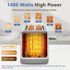 Smart Toaster 4 Slice, Touch Screen, Digital Toasters with 6 Browning Levels & 5 Bread Types, Bagel, Extra Long Wide Slots, Memory Function, Timer, 1400W, Stainless Steel
