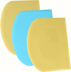 SURDOCA Dough Scraper Bench Scraper - 3P 7.1x4.9" Plastic Flexible Bowl Scraper, Sharp Edge & Angles Cake Scraper. Non-Slip Bakeware Decorating Tools Sculpting & Modeling Tools - Yellow+Blue+Yellow