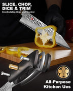 Japanese Chef Knife Kitchen Knife with 67 Layers Damascus Steel AUS-10 Core, Professional Damascus Knife with Full-Tang Ebony Wood Handle and Premium Gift Box(8.27 Inch Kiritsuke Knife)