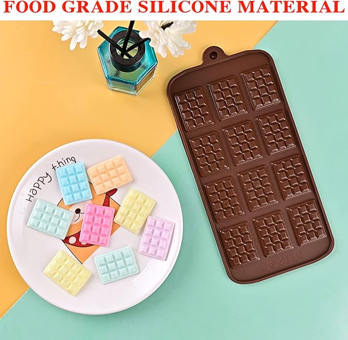 3 Pieces Silicone Break Apart Chocolate Molds, Square Non-Stick Candy Bar Mold, Reusable Protein and Candy Chocolate Mold
