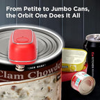 Kitchen Mama Orbit One Rechargeable Electric Can Opener: Hands-free, USB-C Charging, Automatic Stop, Smooth Edge, Safety, Blade for Large Cans, Heavy Duty, Soda Can and Pop Can, with Storage Box (Red)