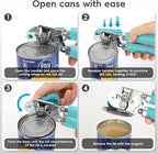 Can Opener Manual, UHIYEE Hand Held Manual Can Openers Heavy Duty with Smoother Cut Sharp Blade, Manual Hand Can Open with Soft Handle, Easy to Turn Knob, Magnetic Lid Lifter, Turquoise