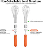 U-Taste Balloon Whisk for Cooking: 18/10 Stainless Steel Kitchen Wire Whisk, Medium Heavy Duty Egg Beater, Manual Baking Mixing Tool with 8 High Flex Wires for Stirring, Blending Sauce (Orange)