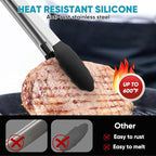 600℉ Heat Resistant Kitchen Tongs for Cooking with Silicone Tips,Maywe Tanso 17-Inch Stainless Steel Locking Cooking Tongs Food Tongs for BBQ,Cooking,Salad and Serving Food,Heavy Duty,Non-Stick,Black