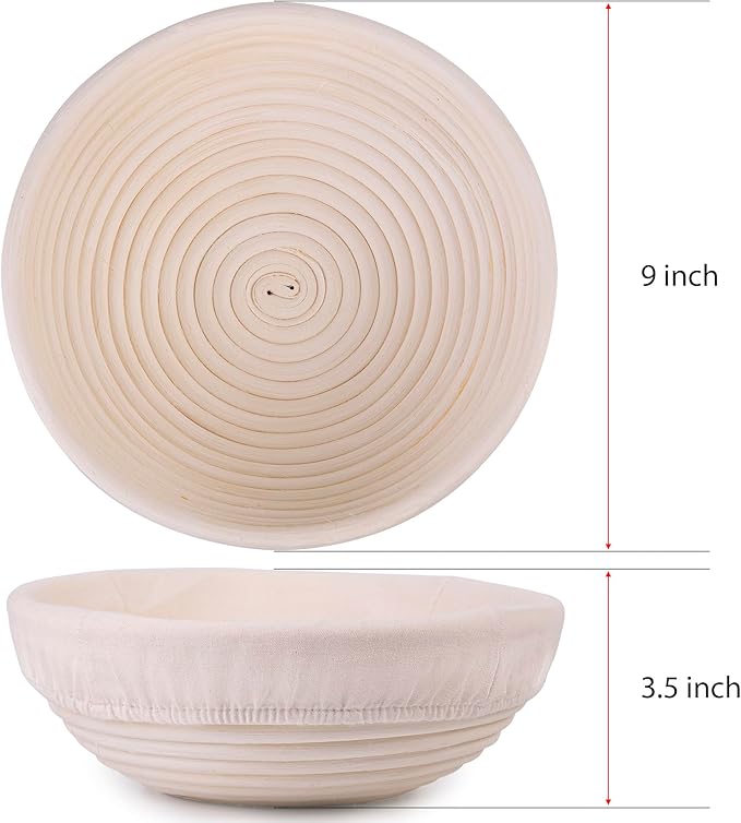 Banneton Bread Proofing Basket, Set 2 Size Sourdough Starter Kit, Sourdough Bread Baking Supplies, Bread Making Supplies Tools (Round 2 size, 10x6x3.5")