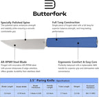 3.5 Inch Paring Knife, AR-RPM9 Steel Fruit Vegetable Knife with Ergonomic ABS Handle Oak Sheath, Ultra Sharp Kitchen Knife for Peeling Coring Cutting, Gift for Home Chefs