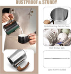 Milk Frothing Pitcher, 32oz Milk Frother Cup 304 Stainless Steel Steaming Pitcher with Art Pen Milk Coffee Jug Cup with Heat-resistant Handle and Scale