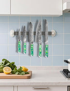 Chef Cooking Knives Set- Kitchen Knife Set of 5 Piece - Ultra-Sharp VG10 Damascus Steel & Resin Handle - Xuan Series (Jade Green)
