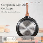 ESLITE LIFE Nonstick Ceramic Frying Pan Skillet, Non-Toxic Egg Omelette Kitchen Cooking Pans Compatible with All Stovetops (Gas, Electric & Induction), PTFE & PFOA Free (Black, 8'')