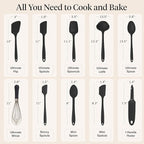 GIR: Get It Right 10-Piece Cooking Utensils Set - Black Silicone - Spatula Set, Silicone Spatulas & Kitchen Spoons - Heat-Resistant up to 425°F - Nonstick Cookware-Friendly - Dishwasher-Friendly