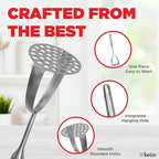 Potato Masher Cooking Utensil, Stainless Steel - One Piece, Dishwasher Safe - Heavy Duty Masher Kitchen Tool for Beans, Avocado, and More