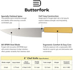 8 Inch Chef Knife, AR-RPM9 Steel & Ergonomic Handle Cooking Knife, Ultra Sharp Professional Kitchen Knife with Oak Sheath, Gift Box for Home Chefs