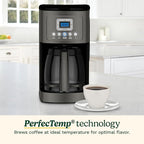 Cuisinart 14-Cup Coffee Maker, Programmable PerfecTemp Glass Carafe Coffee Machine with 1-4 Cup Setting, Brew Strength Control and Brew Pause, Stainless Steel, DCC-3200BKSNAS, Black