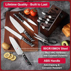 Knife Set,15-Piece Kitchen Knife Set with Block and Sharpener,50Cr15Mov High Carbon Stainless Steel,Razor Sharp Professional Knives,Ultra-Smooth knife,Ergonomic Black Anti-slip Handles,Dishwasher Safe