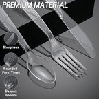 350pc Heavy Duty Plastic Silverware Set: 150 Forks/150 Spoons/50 Knives | Commercial Plastic Forks Spoons Knives BPA-Free & Temp-Resistant | Bulk Disposable for Party Catering Events