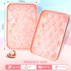 2 PCS Round Ice Cube Mold with Lid for Freezer Stackable Round 25-Ball Silicone Ice Ball Mold Easy to Release, Small Ice BPA-Free Trays for Freezer for Whiskey, Cocktail, Chilling (Pink)