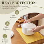 KXN Placemats Set of 4, Dual-Layer Thickened Faux Linen Table Mats, Heat Resistant & Wrinkle-Free, Machine Washable Cloth Place Mats for Kitchen Dining Indoor Outdoor (Yellow)