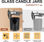 Thick Candle Jars for Making Candles 12 Pcs, 7 OZ Empty Jars with Wood Lids for Candle Making, Sample Container, Black