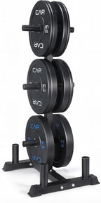 CAP Barbell 2-Inch Olympic Bumper Plate Weight Set with 6 Post Rack | 100-370 lbs | Multiple Options