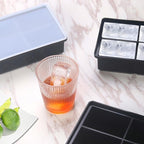 Large Ice Cube Trays for Whiskey: BECOKIT Big Silicone Ice Cube Trays - 3 * 2Inch Square Ice Cubed Tray for Bourbon Whisky and Cocktail - 4Pack Giant Silicon Ice Cube Tray (Black 4 Tray)