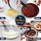 Silicone Mini Whisk, Small whisks Non-Stick Tiny Whisks set of 2（5.5in & 7.5in）-Heat Resistant (450°F) Whisks, Balloon Egg Beater Perfect for Whisking, Beating, Mixing, Blending, Black