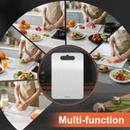 Titanium Cutting Boards For Kitchen, Double-Sided Food-Grade Kitchen Stainless Cutting Board, Non-Toxic & Non-Slip, Dishwasher Safe, Ideal For Indoor, Outdoor, Camping & Bbq Parties, L 15.4" * 11"