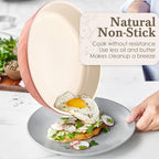 Frying Pans Non stick - 3 PCS Nonstick Frying Pan Set Omelette Pans for Cooking Set, Granite Skillet Set Kitchen Induction Cookware Chef's Pan Gift, 8", 9.5" &11", Coral Pink