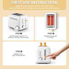 BUYDEEM DT620 2-Slice Toaster, Extra Wide Slots, Retro Stainless Steel with High Lift Lever, Bagel and Muffin Function, Removal Crumb Tray, 7-Shade Settings,Arctic White