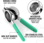 Zulay Kitchen Lemon Squeezer Stainless Steel with Premium Heavy Duty Solid Metal Squeezer Bowl and Food Grade Silicone Handles - Large Manual Citrus Press Juicer and SS Lime Squeezer (Mint)