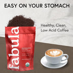 Fabula Coffee Half-Caff Medium Roast Freshly Ground - Organic - Low Acid - Single Origin - Non-GMO - Mold Free - 12 Ounces …
