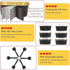 120pack 5oz Mini Cake Pans with Lids,LNYZQUS Disposable Ramekins Muffin Tins Cupcake Baking Cups,Small Aluminum Foil Brownie Baking Pan Containers Mini Cheesecake Holders-Black