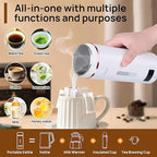 Portable Electric Kettle – Plug-in with Travel Bag, 450mL 304 Stainless Steel, 4 Preset Temp, Rapid Boiling, Auto Shut-Off & Boil-Dry Protection, Home Office Hotel Caravan Dorm Business Trip
