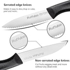 Vegetable and fruit knife set of six, high carbon stainless steel paring knife with ergonomic PP plastic handle, sharp, super sharp kitchen knife set.