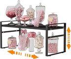 Expandable Cabinet Shelf Organizer Riser for Kitchen Pantry Cupboard Under Sink Countertop Home Storage Organization Rack Space Saver