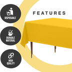 Exquisite 66% Thicker Premium Plastic Table Cloth Rectangle Table Cover 0.5 Mil 6 Pack Yellow Table Cloth 54 Inch x 108 Inch Disposable Tablecloth Won't Tear Easily Like Cheap Thin Brands