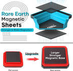 SHALL New Version Collapsible Magnetic Parts Tray Set, 4-Pack Magnetic Tool Trays for Screw Bolts Nuts Washers Pins & Small Metal Parts, 4.5” Square Silicone Foldable Bowls w/Dual-Sided Magnetic Base