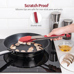 Heat Resistant Silicone Kitchen Tong: U-Taste 12 inch Large 480ºF Hot Proof Cooking Tong with Sturdy Non Stick Rubber Tips & Silicon Coated Steel Handle & Smooth Locking for Serving Grill Salad (Red)