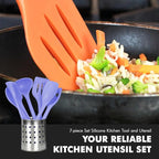 Chef Craft - Premium Silicone Kitchen Tools and Utensils Set, Non-Scratch, Withstands Temperatures up to 450°F, BPA-Free, 7 Piece Cooking Utensils Set, Pastel Blue