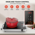 Electric Cooktop,Portable Electric Cooktop 1800W Single Burner Stove with Plug,Hot Plate Countertop,110V-120V Infrared Burner,Child Safety Lock,Timer,Touch and Knob Control