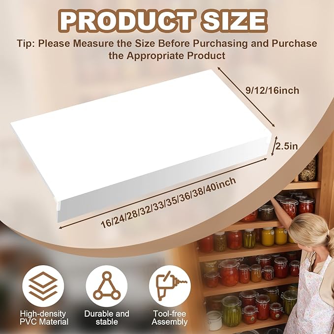 5 Pcs Wire Rack Covers 32x16x2.5 inch PVC Pantry Shelf Cover 0.31 inch Thick Removable Closet Wire Rack Shelf Covers,Decoration Kitchen Bathroom Office Shelving (Light Luxury White,32x16x2.5inch)