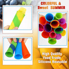 Lallisa 30 Pcs Ice Cream Molds Silicone Ice Lolly Mold Color Reusable Ice Lolly Mold with Lid Silicone DIY Homemade Ice Cream Maker Molds for Kids Adult Yogurt Freezer Summer Party