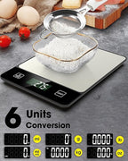 Mik-Nana Food Scale, 22lb Digital Kitchen Scale Weight Grams and Oz for Baking Cooking Coffee Meal Prep Package Postage, 6 Units with Tare Function, 1g/0.04oz Precise Graduation (Black)