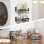 Magnetic Spice Rack for Refrigerator, 2 Pack Metal Magnetic Shelf Organizer for Fridge Side, Strong Spice Storage Rack for Kitchen, Black