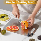 Tavano Titanium Cutting Board,100% Pure Titanium Cutting Boards for Kitchen,Double-side Available Cutting Board for Vegetables,Meat,Fruits,Easy to Store and Clean(M+L)