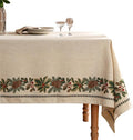 ISAENNE Designer Christmas Linen Small Square Tablecloth,Light Beige Western Elegant Table Cloth,Wrinkle Resistant Decor Tablecloths for Dining Thanksgiving Kitchen Christmas,55"*55"-Carol G