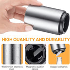 3PCS Premium Automatic Beer Bottle Opener, Magnet Stainless Steel Push Down Off Soda Lid Open Magnetic Catching No Damage Caps, Portable Pop the Top Bar Tools for Home Wine Accessories Picnic Camping
