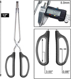 Scissor Tongs with Comfort-Grip Handle 12-Inch Cooking Tongs (Black Handle)