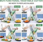 New Upgrade Safe Mandoline Slicer Plus, Biger Size, Adjustable Vegetable Food Chopper Potato Fries Cutter, Detachable Blade, Kitchen Chopping Artifact with Container. Green