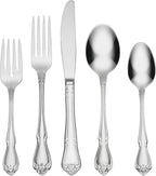 Oneida True Rose 45 Piece Everyday Flatware, Service for 8, 18/0 Stainless Steel, Silverware Set, Silver